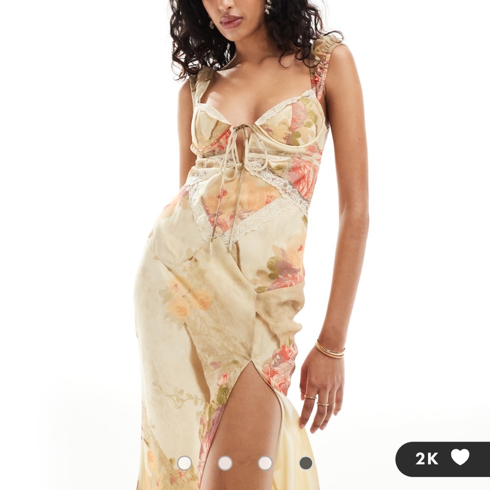 Floral Lace Trim Slip Dress